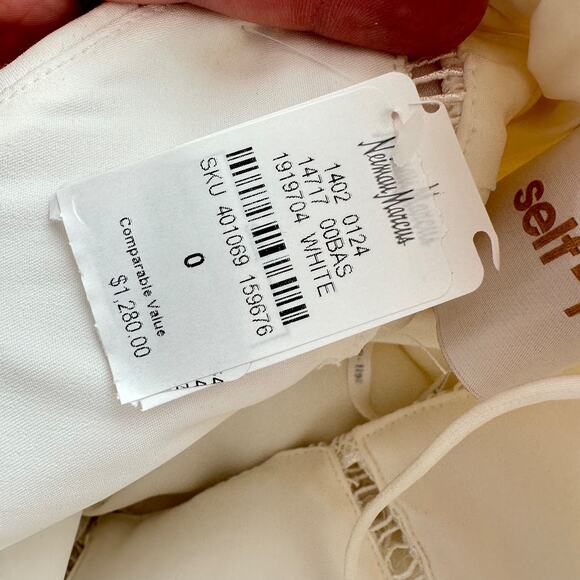 Self Portrait Womens Wedding Bridal Gown Dress Size 0 White Floral Lace Train - Picture 9 of 16